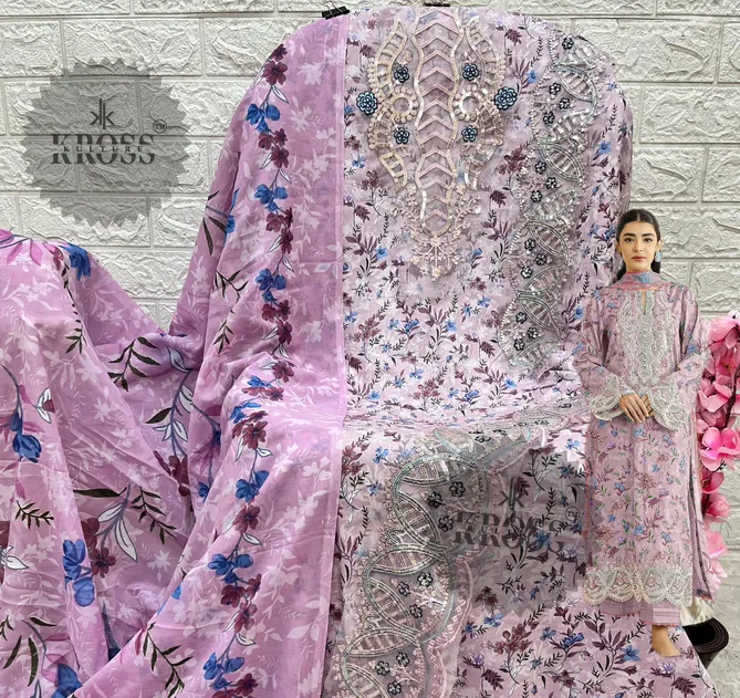 KK 2014 By Kross Kulture Embroidery Cotton Pakistani Dress Material Orders In India